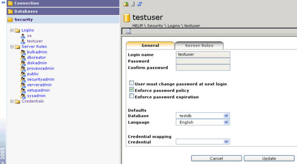 myLittleAdmin Login Creation Form