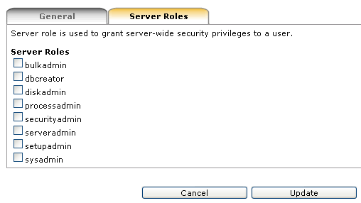 myLittleAdmin Login Server Roles Assignment